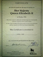 Сертификат Королевы Англии Елизаветы II (Консульства Великобритании) - выставка 